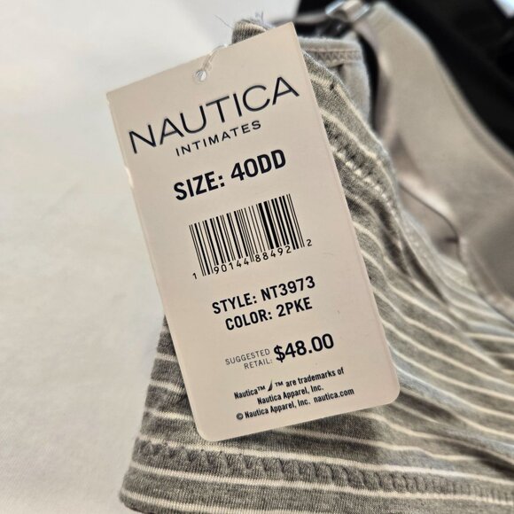 Nautica Intimates 40DD 2-Pack Lightly Lined Wire-Free Strap Bras Black & Grey - Picture 4 of 6